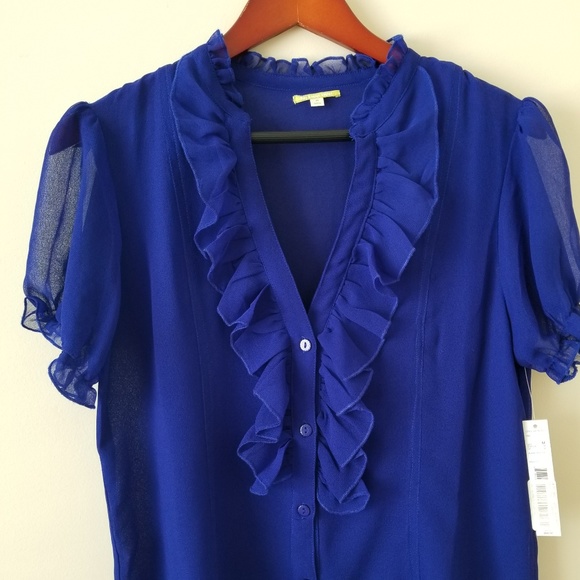 Gianni Bini Tops - Gianni Bini Royal Blue Ruffle Top Sz. Medium